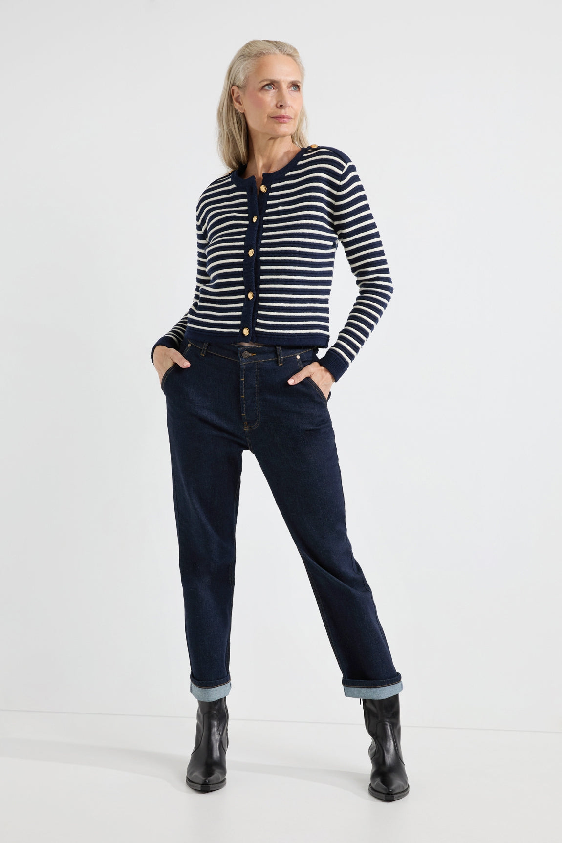 Avery cardigan | Navy stripe