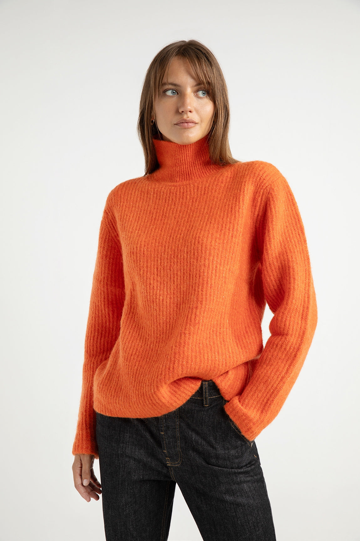 Orange turtleneck womens best sale