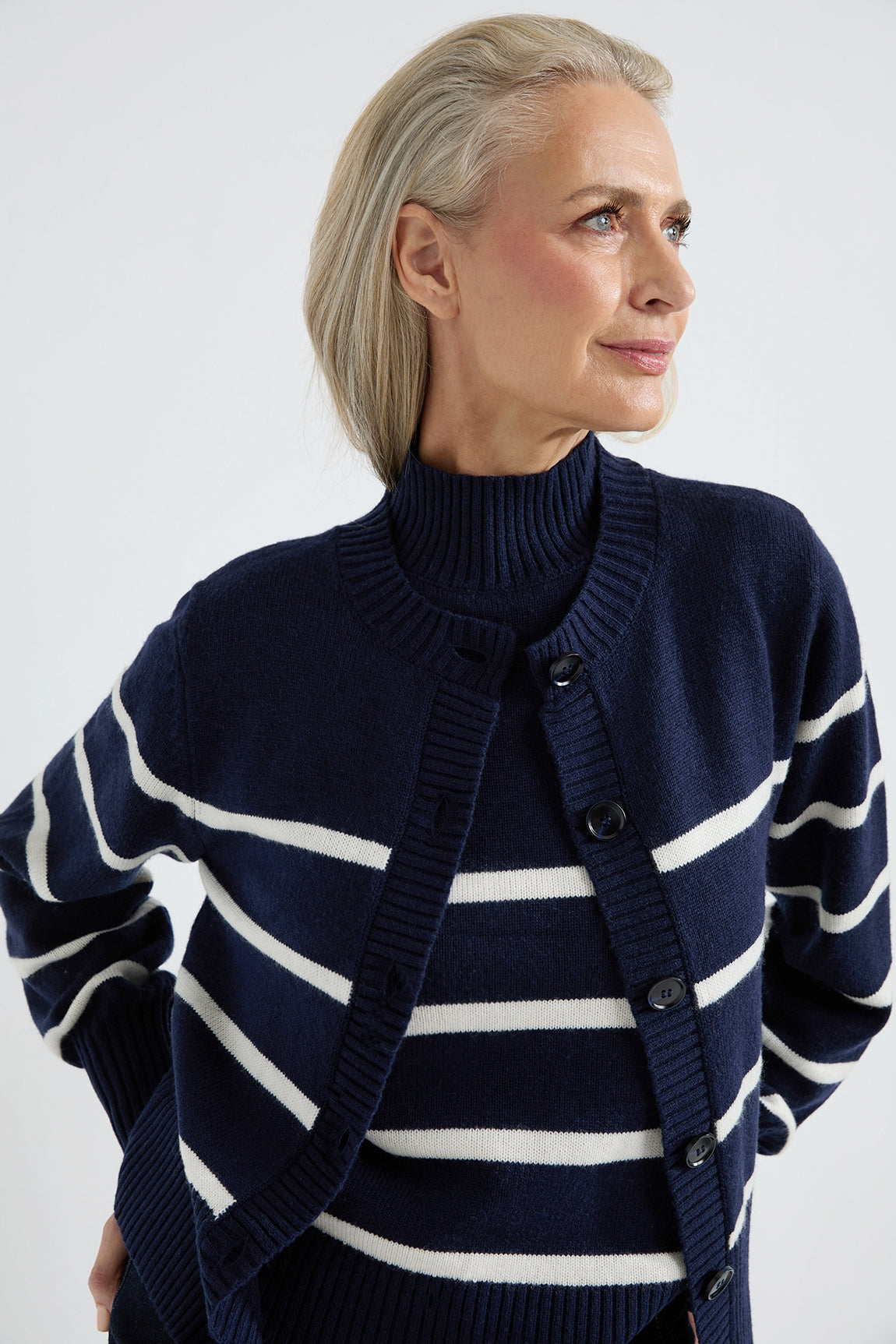 Anja cardigan | Navy stripe