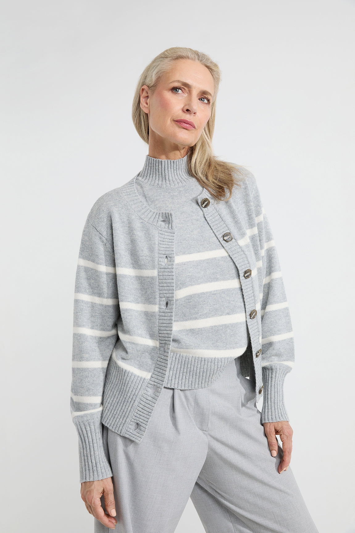 Anja cardigan | Grey stripe