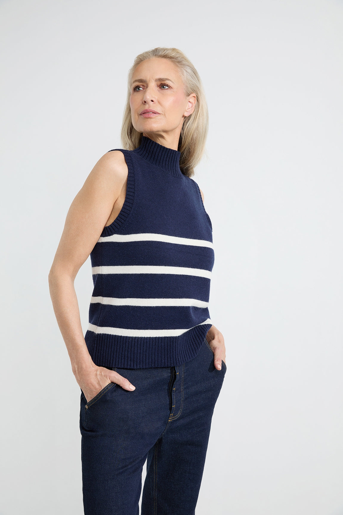 Arianne Singlet | Navy stripe