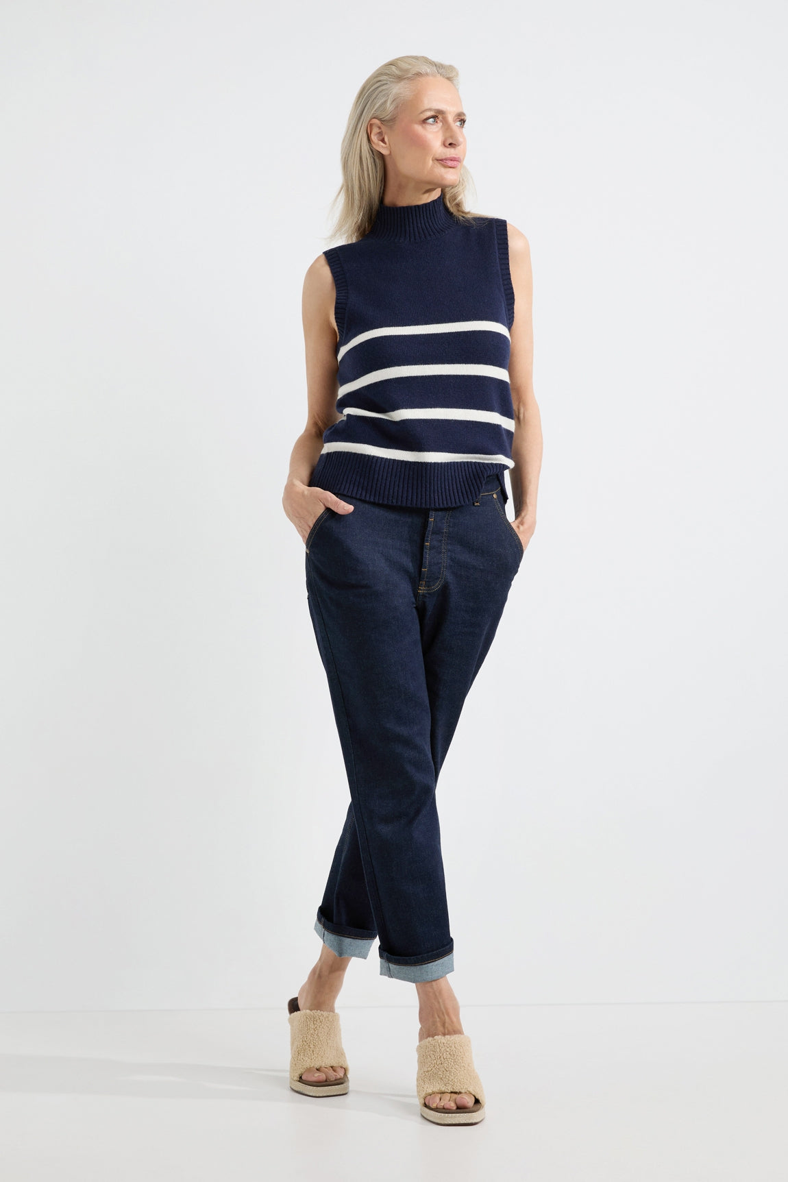 Arianne Singlet | Navy stripe