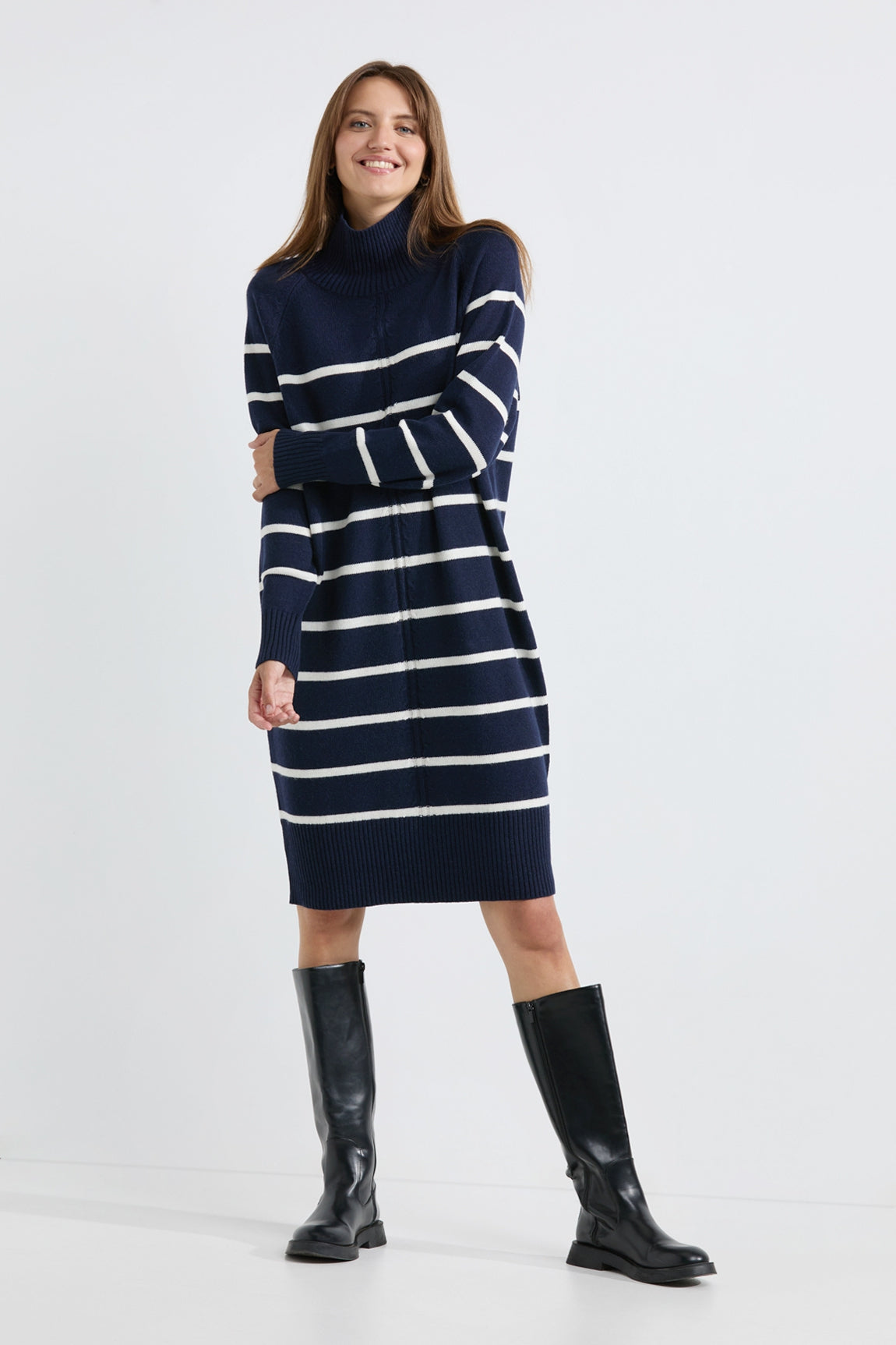 Anika dress | Navy stripe