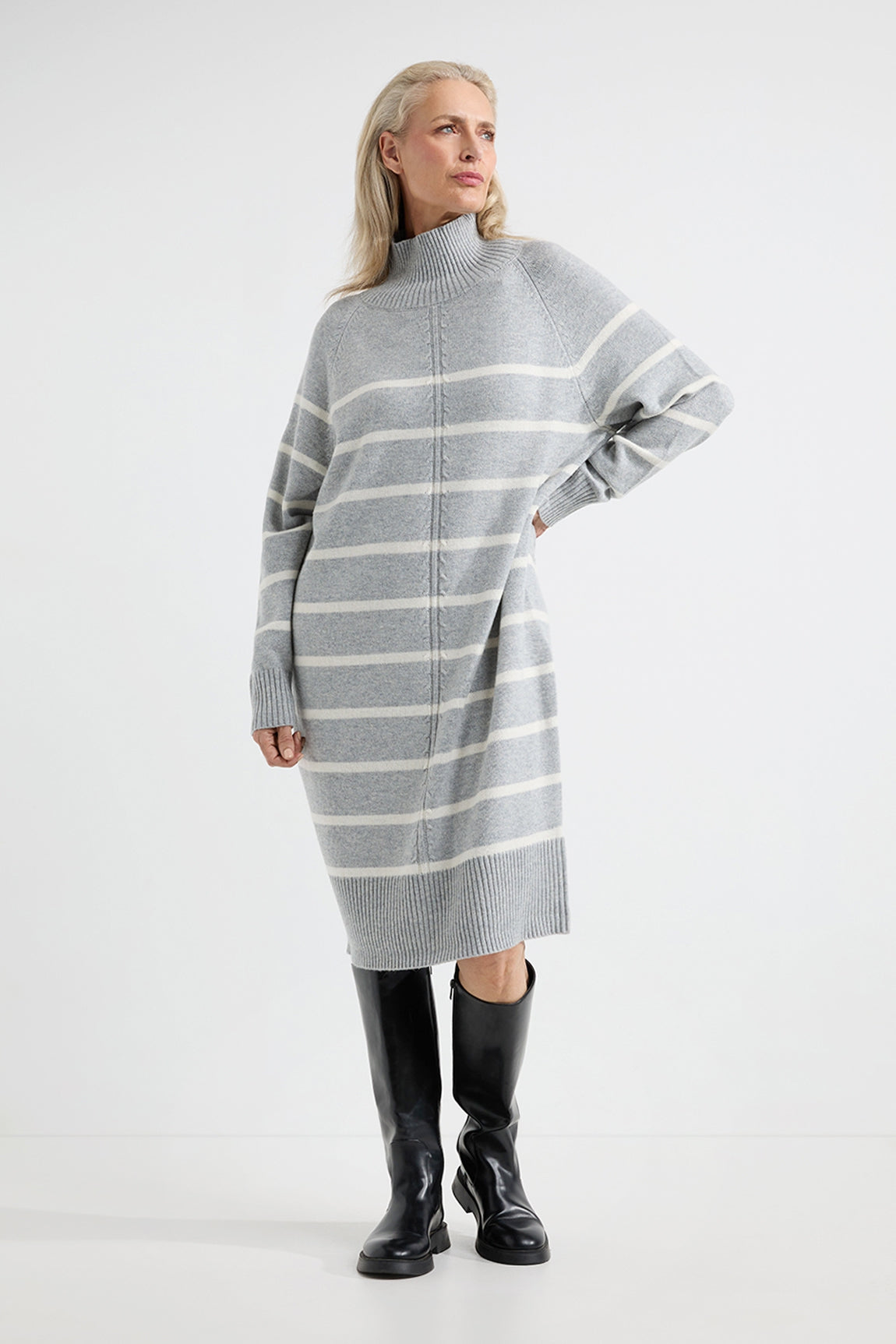 Anika dress | Grey stripe