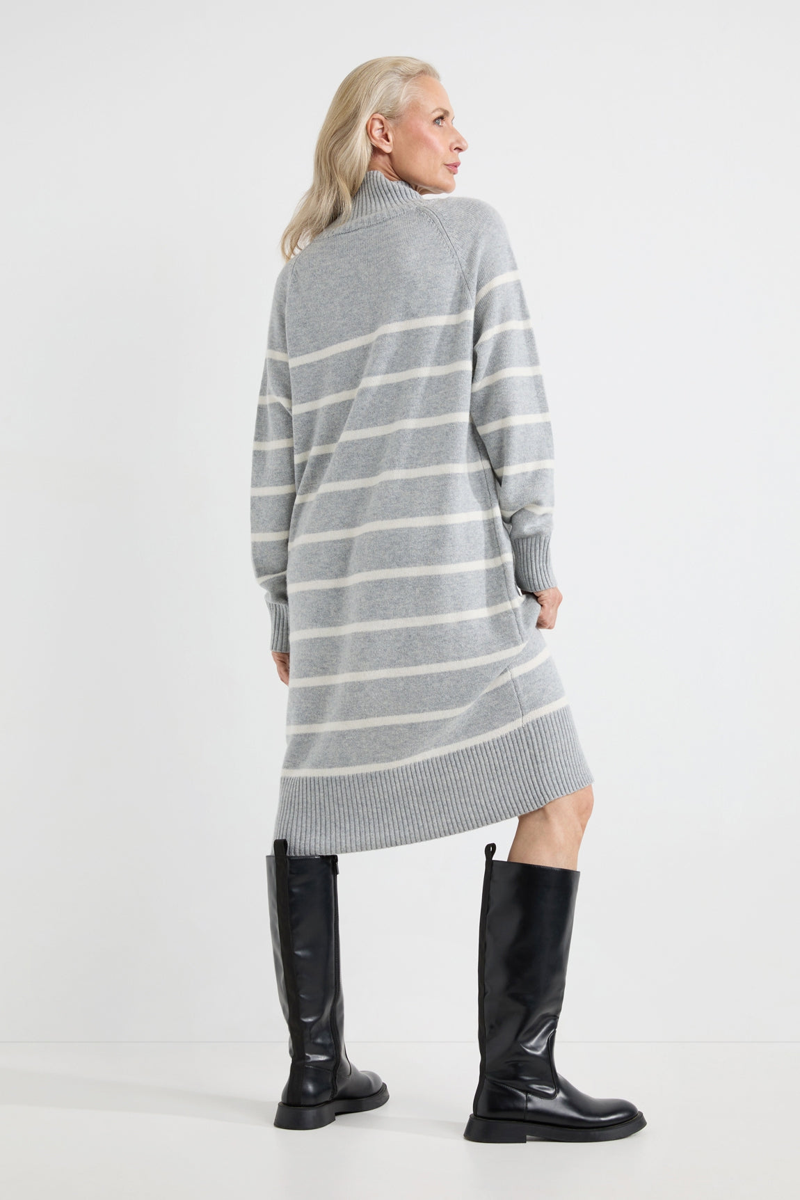 Anika dress | Grey stripe