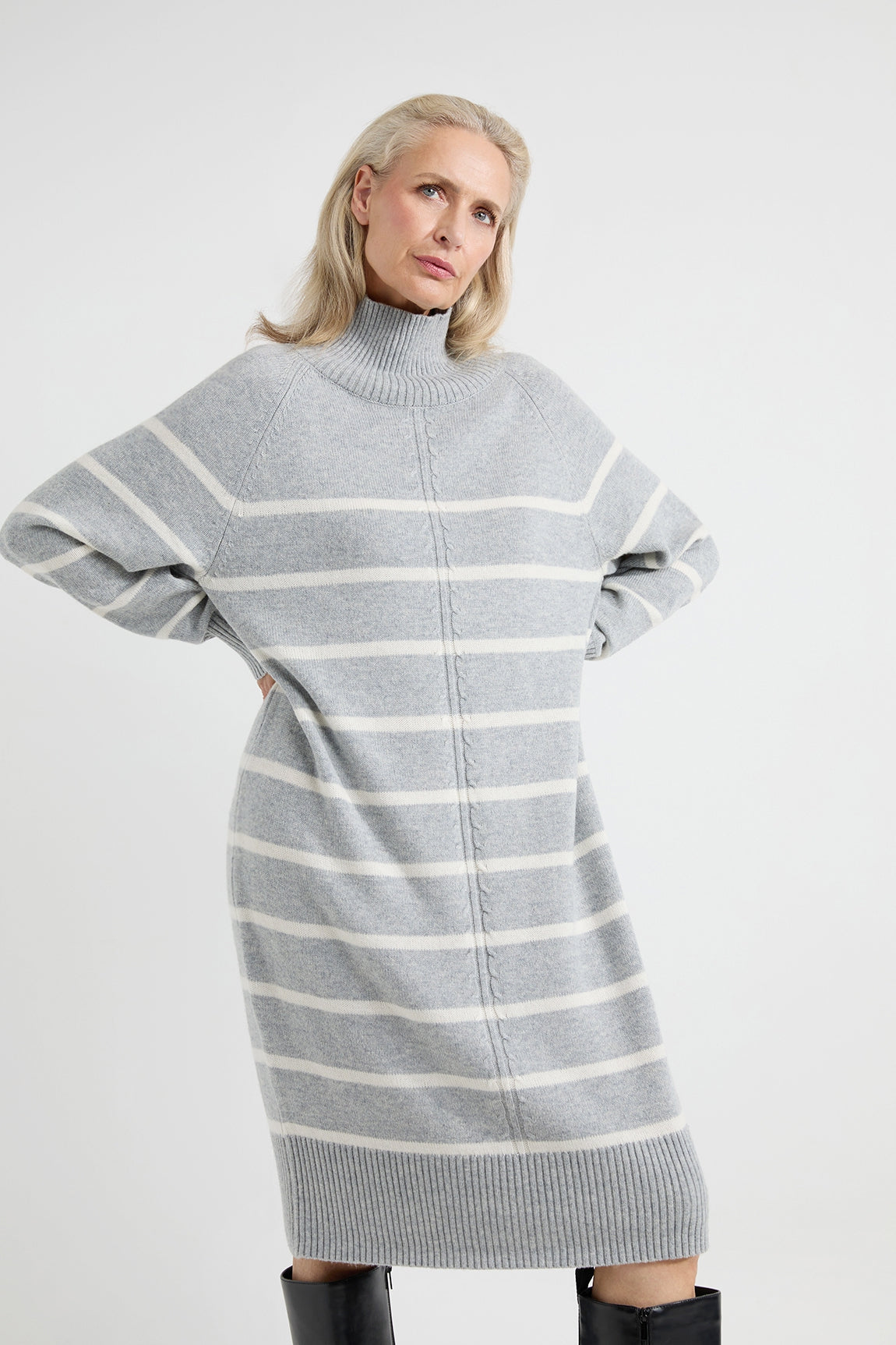 Anika dress | Grey stripe