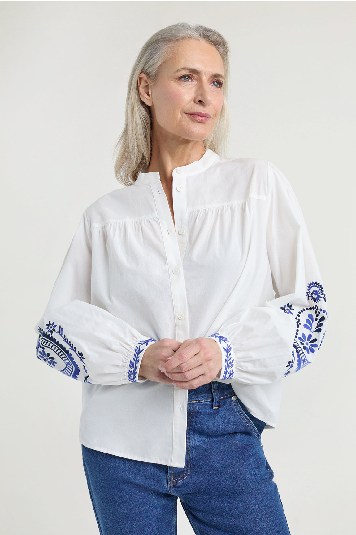 Joris blouse | Royal Blue print