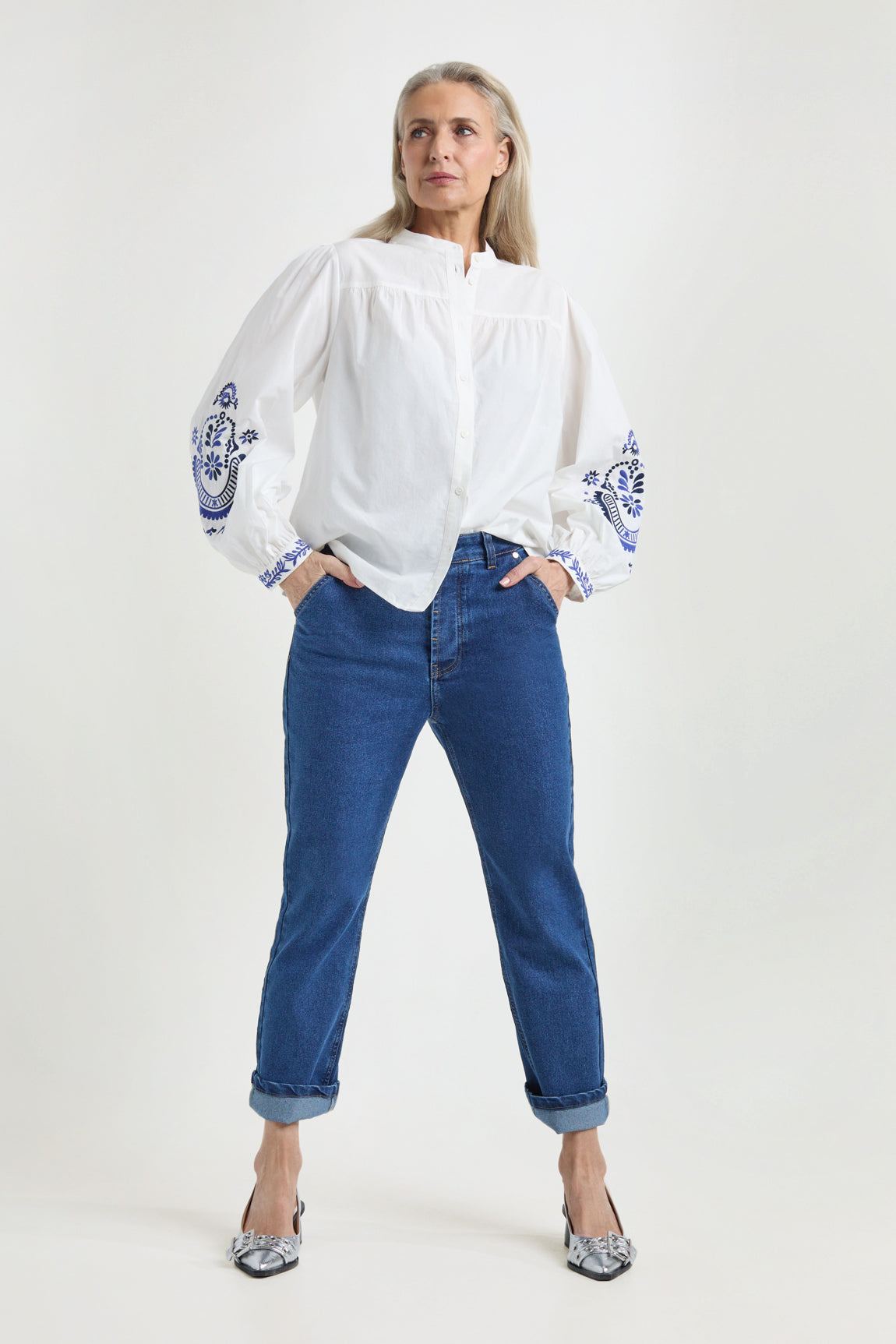 Joris blouse | Royal Blue print