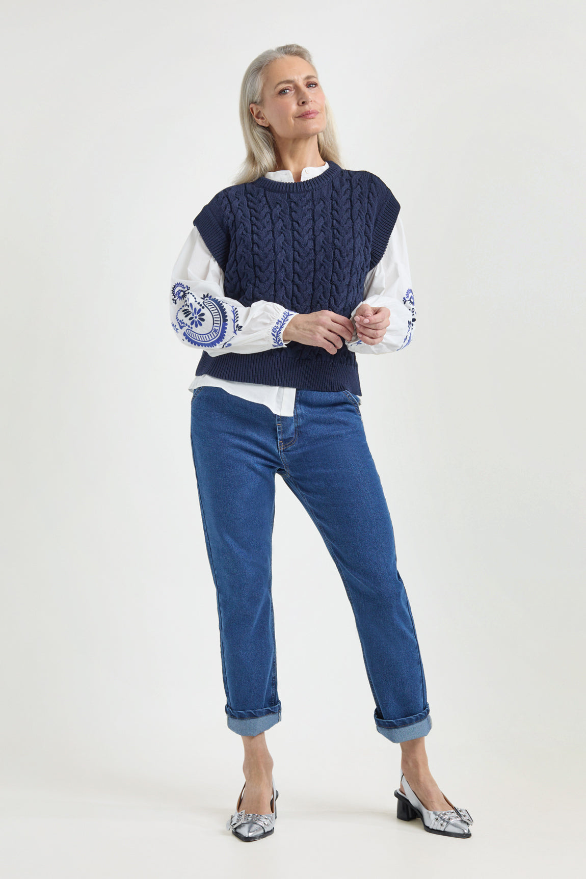 Joris blouse | Royal Blue print