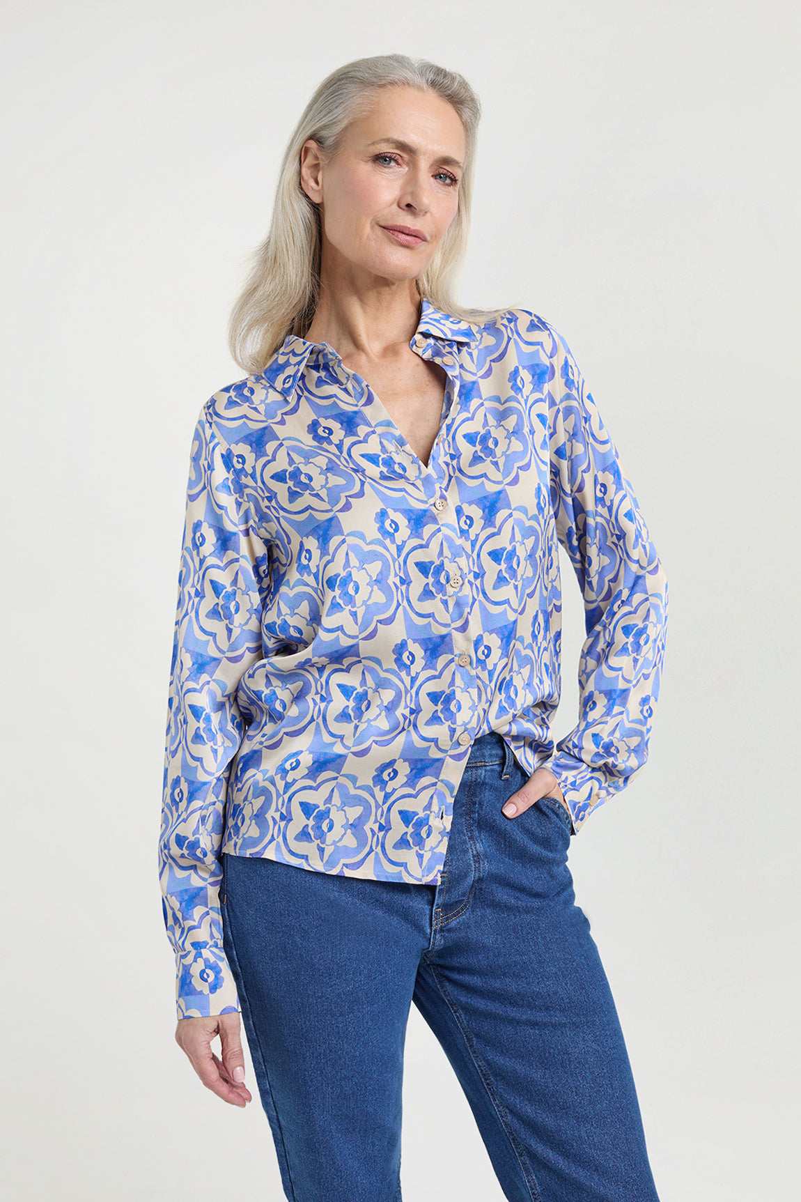 Jack blouse | Royal Blue print