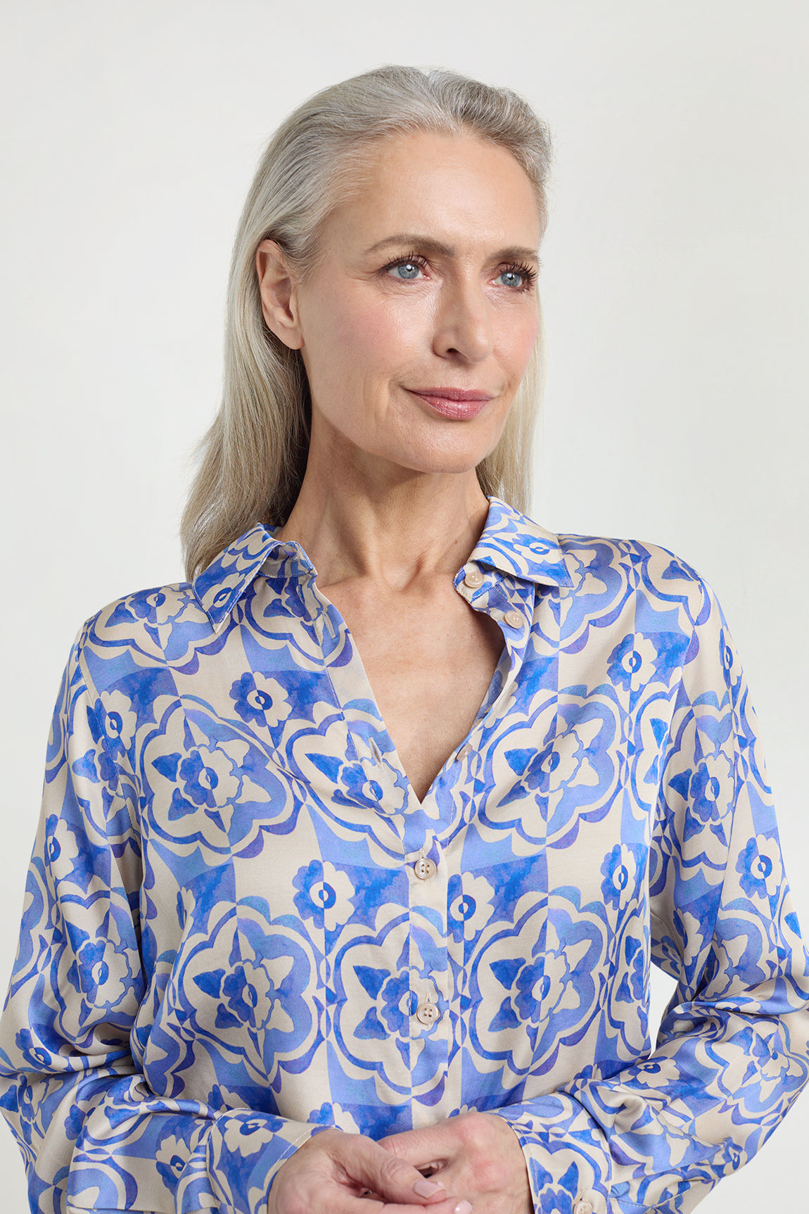 Jack blouse | Royal Blue print