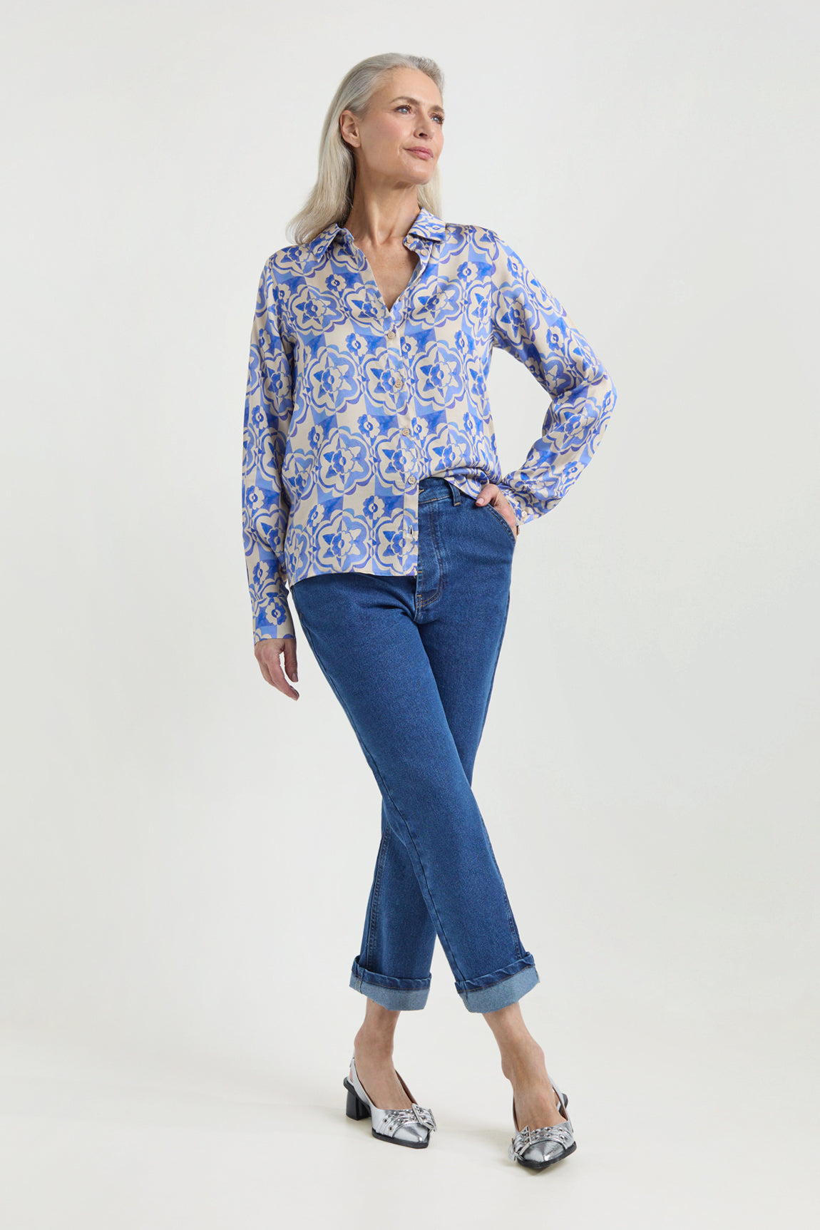 Jack blouse | Royal Blue print