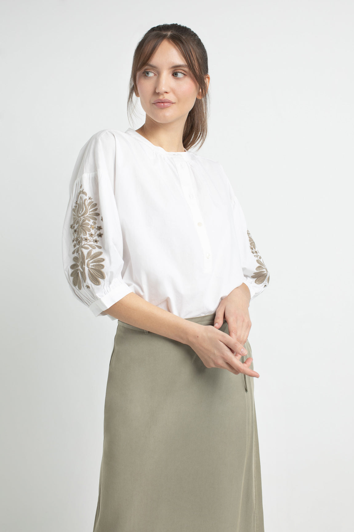 Johnny blouse | Light Olive print