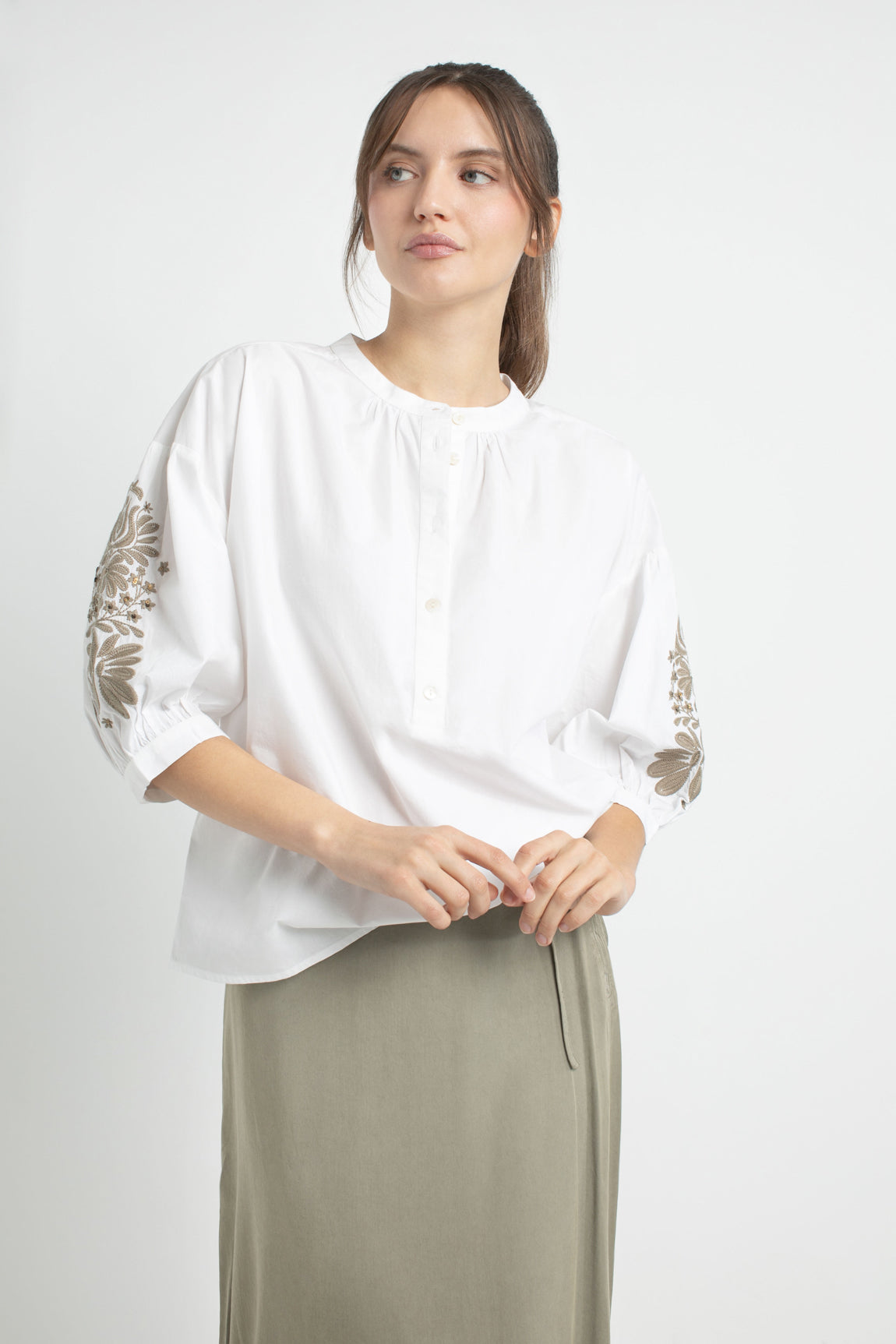 Johnny blouse | Light Olive print