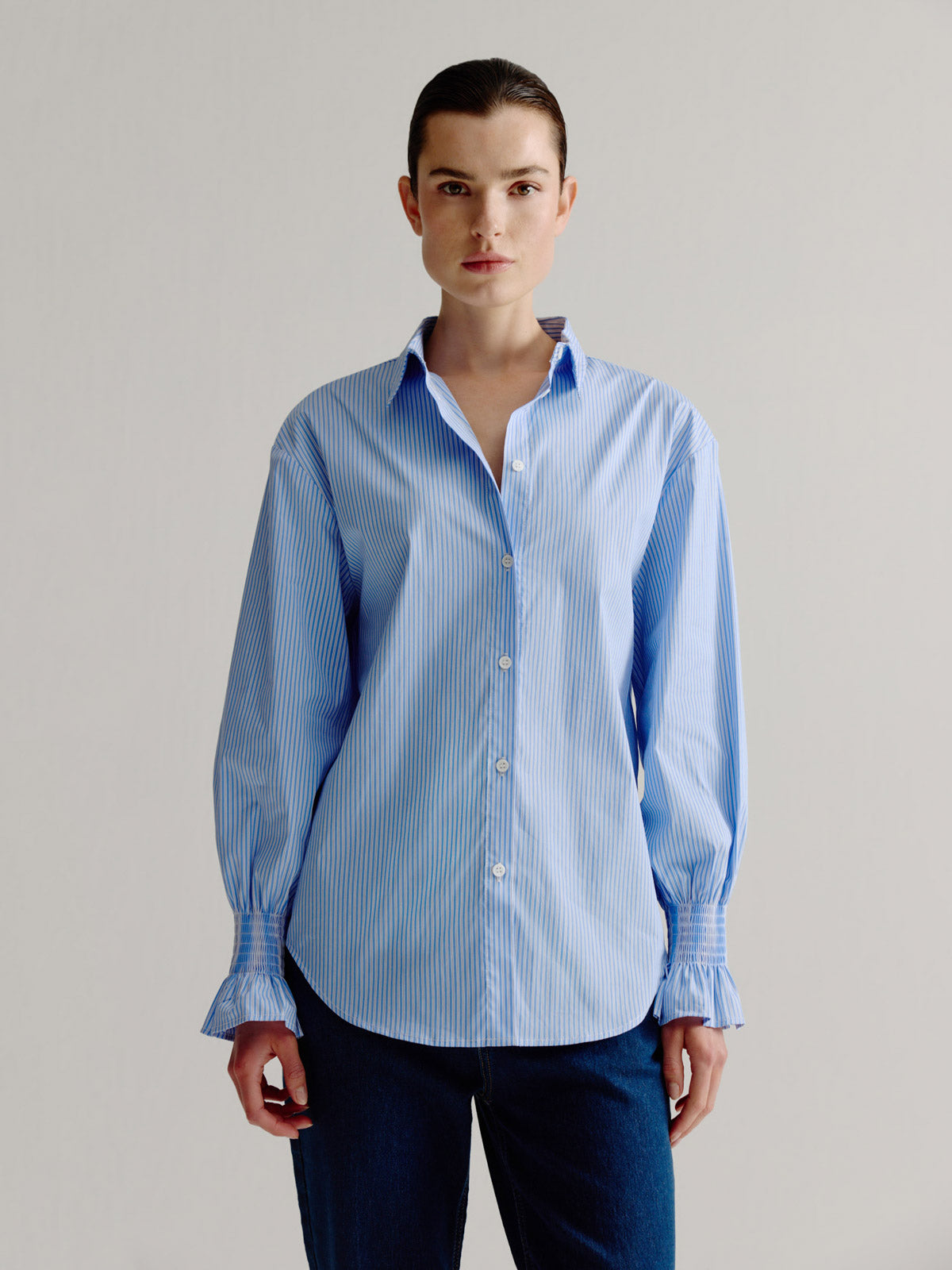 Leontien Blouse | Light Blue stripe