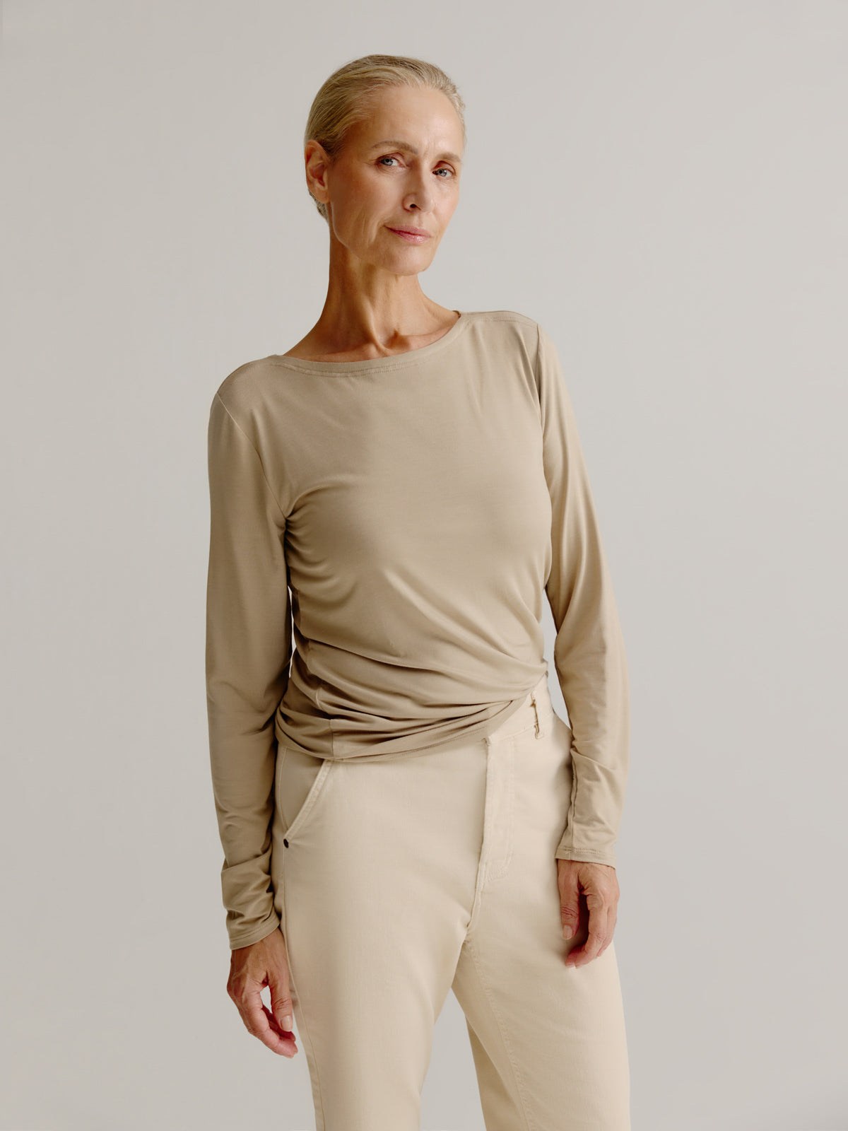 Aline t-shirt solid | Light Khaki
