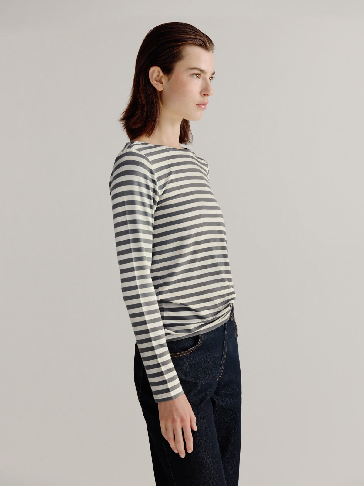 Aline t-shirt stripe | Steel Grey