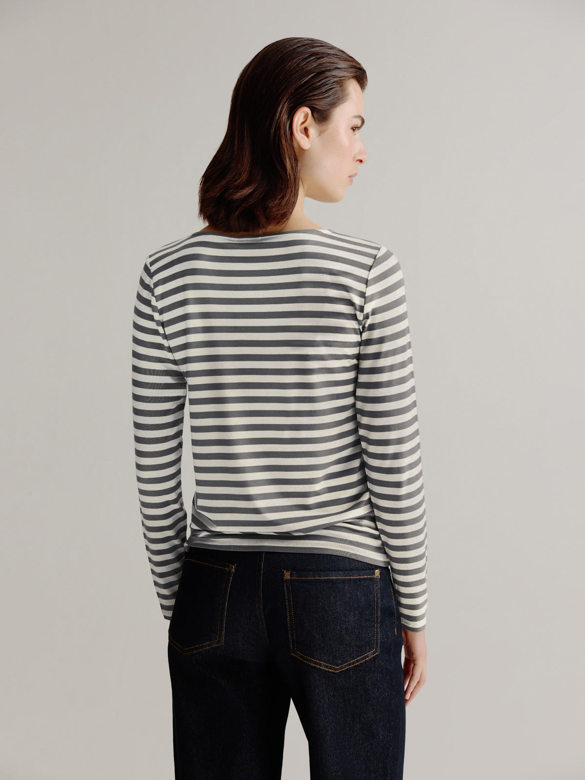 Aline t-shirt stripe | Steel Grey