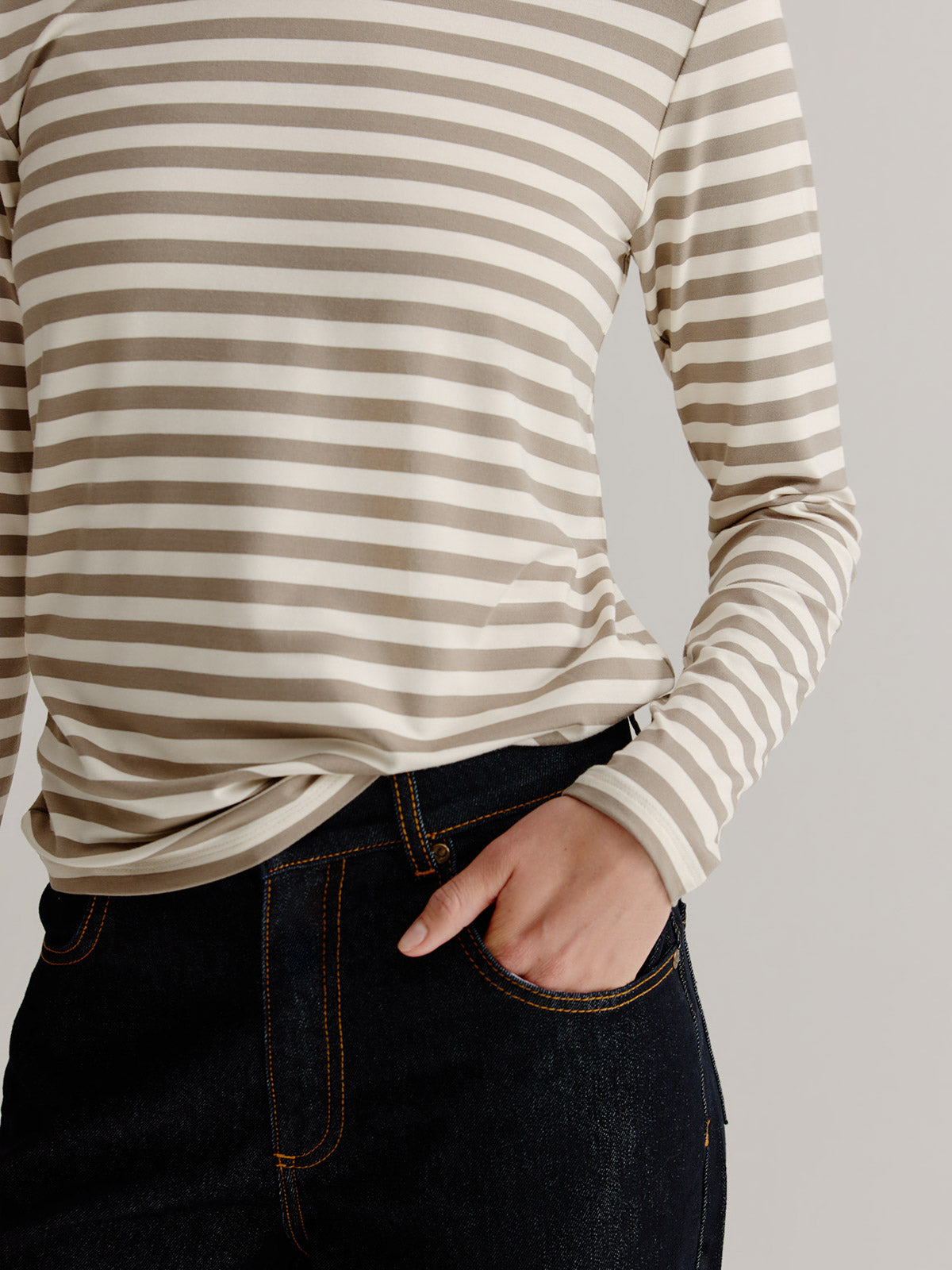 Aline t-shirt stripe | Light Khaki
