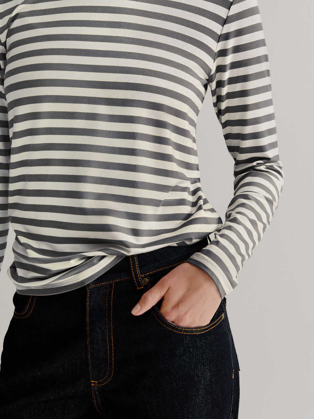 Aline t-shirt stripe | Steel Grey