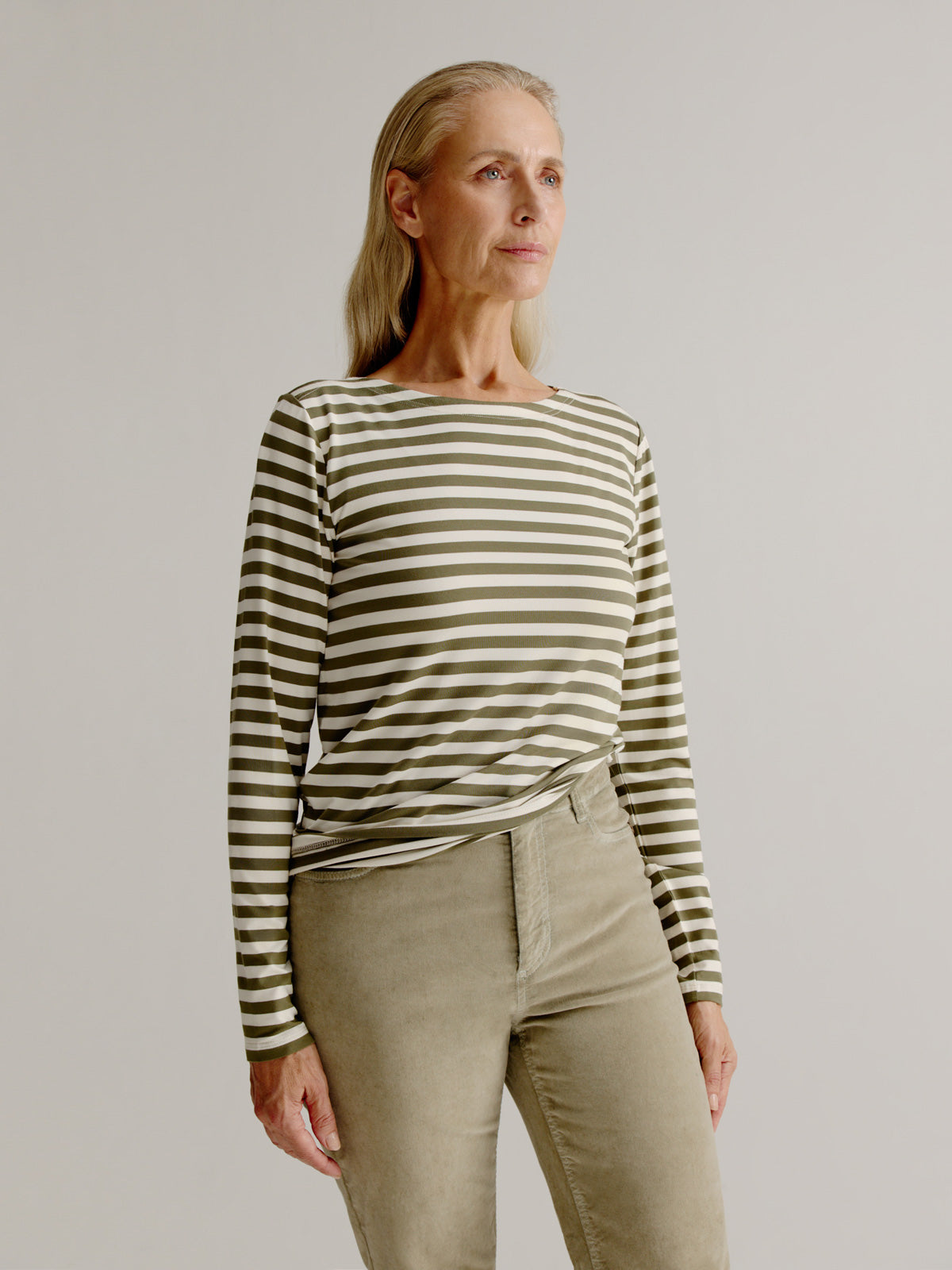 Aline t-shirt stripe | Moss Green