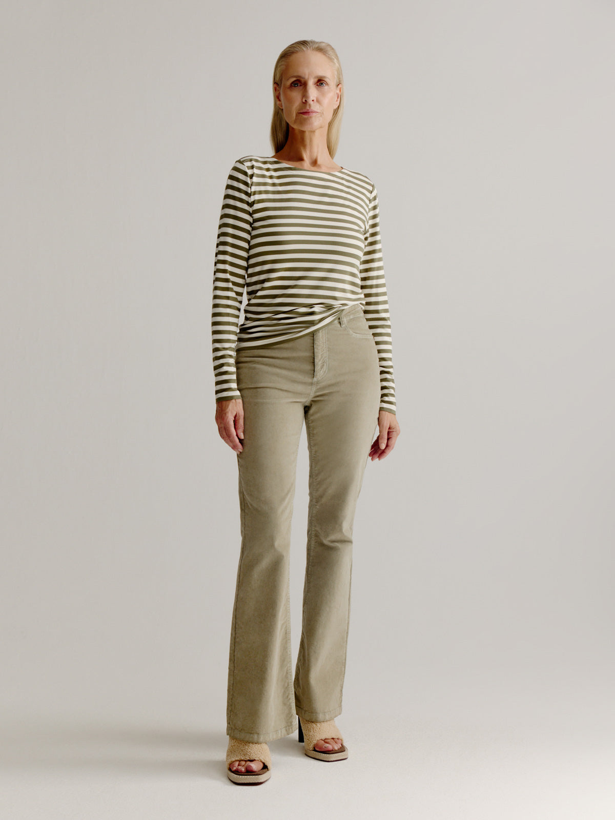 Aline t-shirt stripe | Moss Green