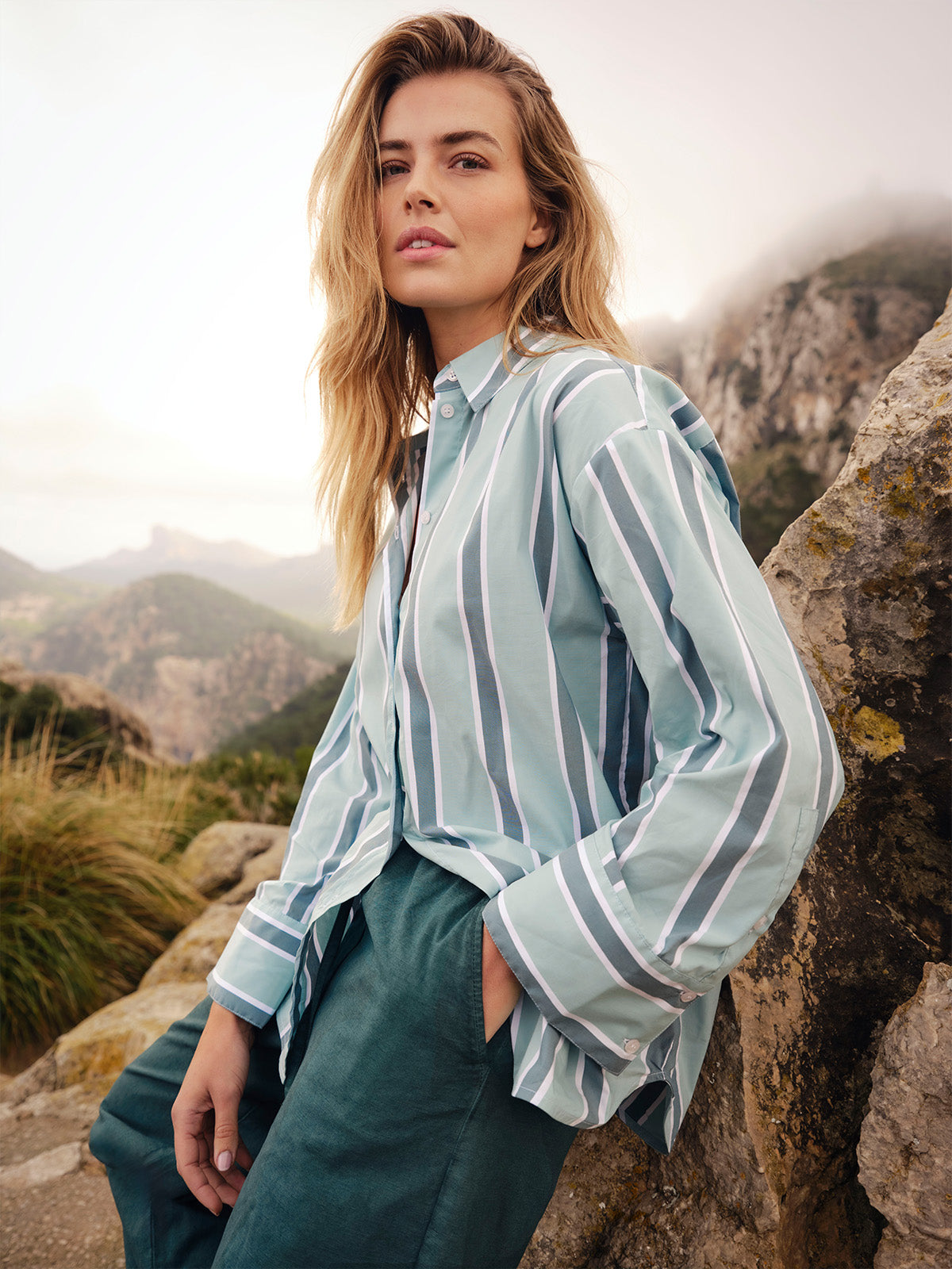 Bastian Blouse | Wasabi Green Stripe