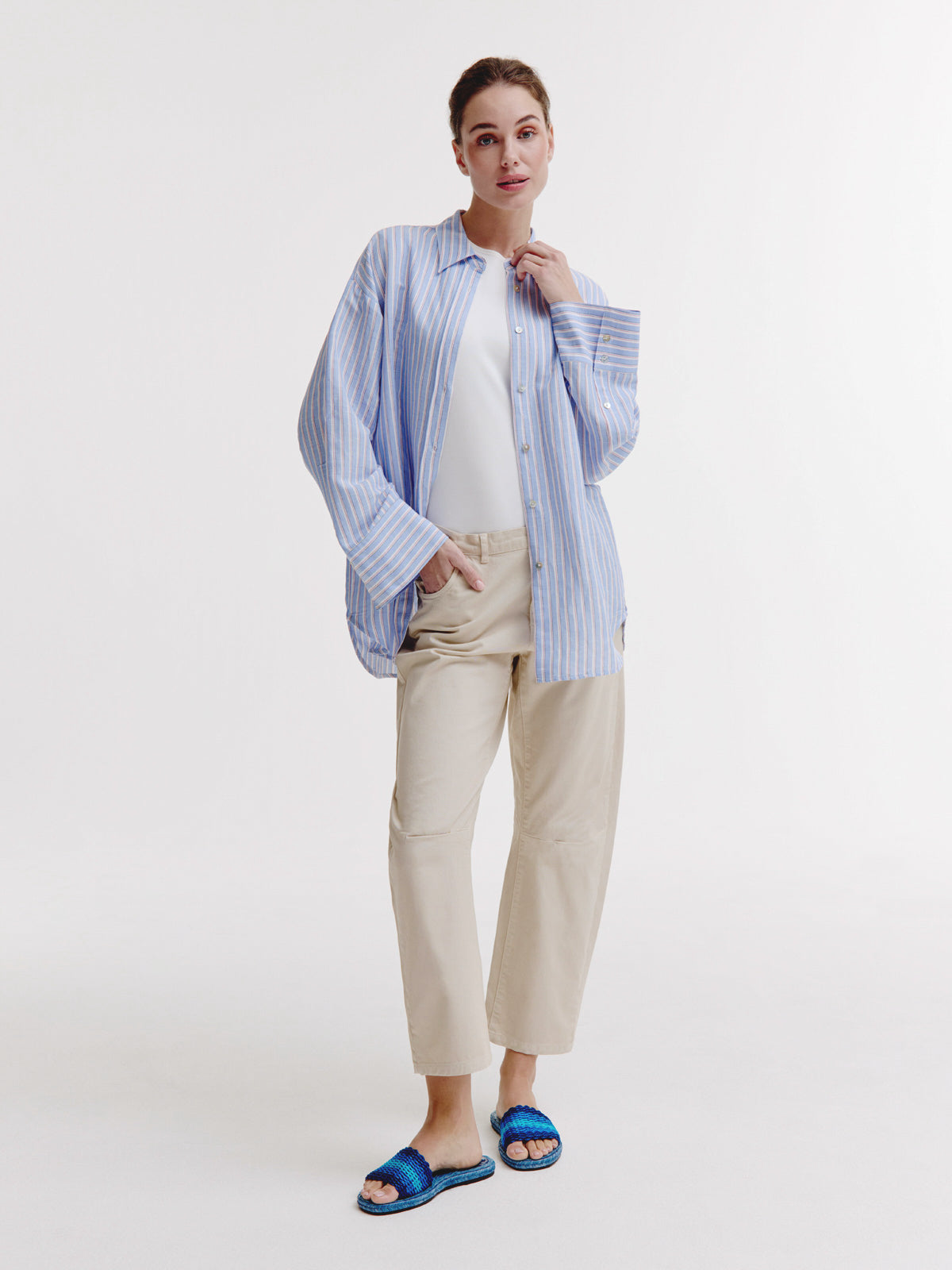 Brandy Blouse | Light Blue stripe