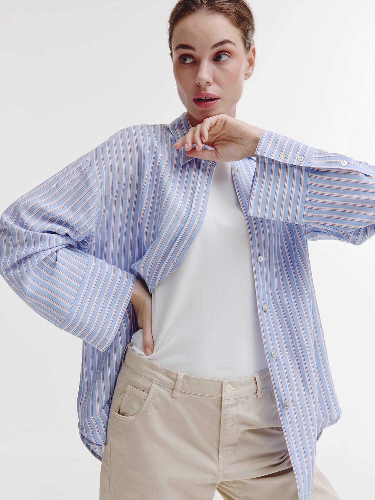 Brandy Blouse | Light Blue stripe