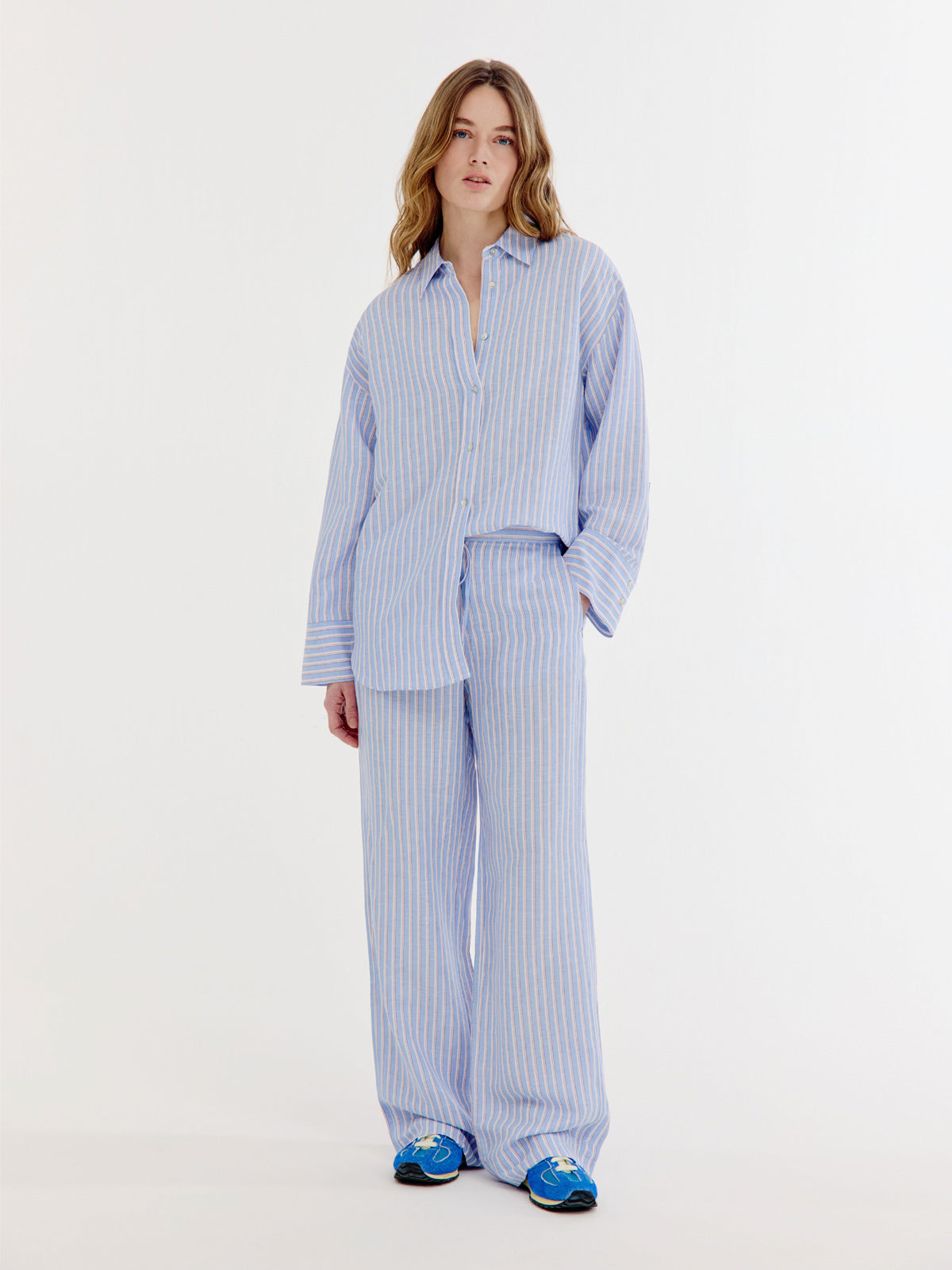 Brandy Blouse | Light Blue stripe