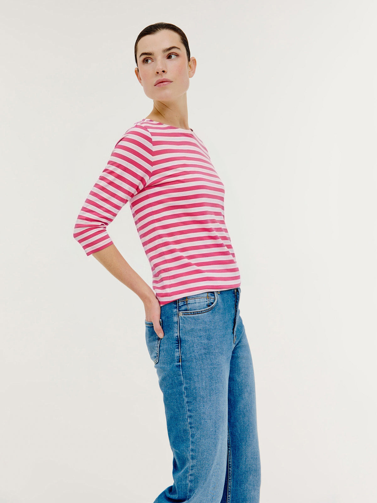 Brit T-shirt | Framboos stripe