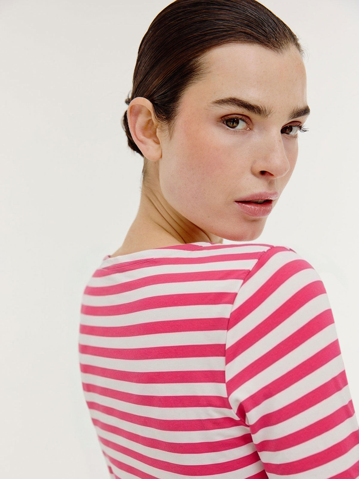 Brit T-shirt | Framboos stripe