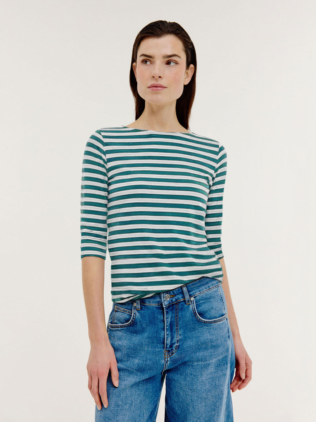 Brit T-shirt | Dark Green stripe
