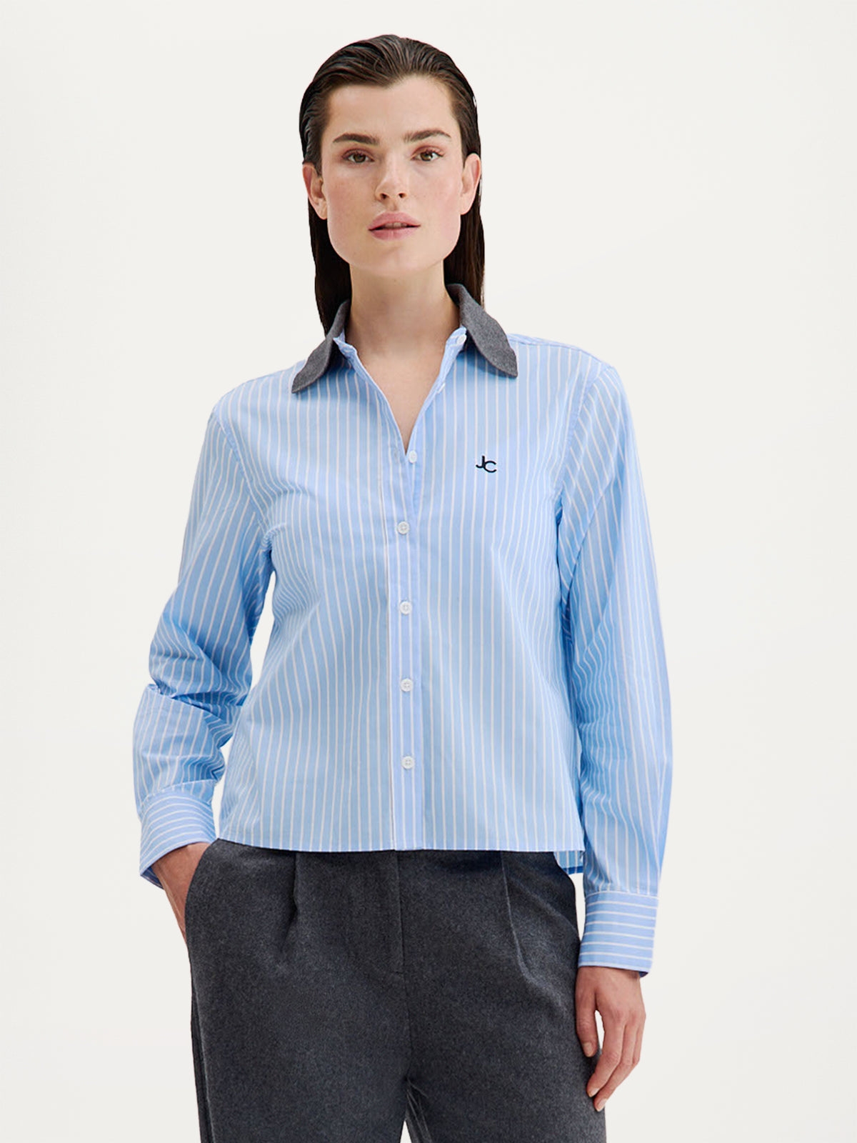 Casey Blouse | Light Blue stripe