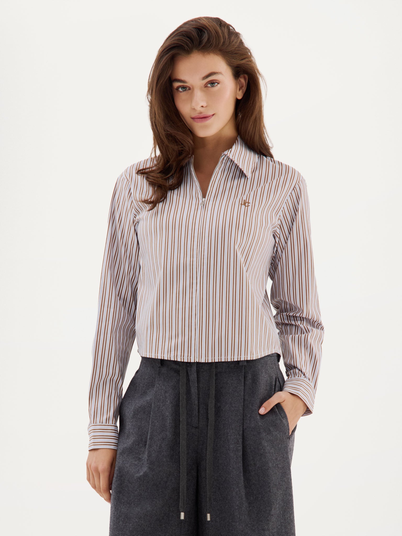 Bodine Blouse | Camel stripe