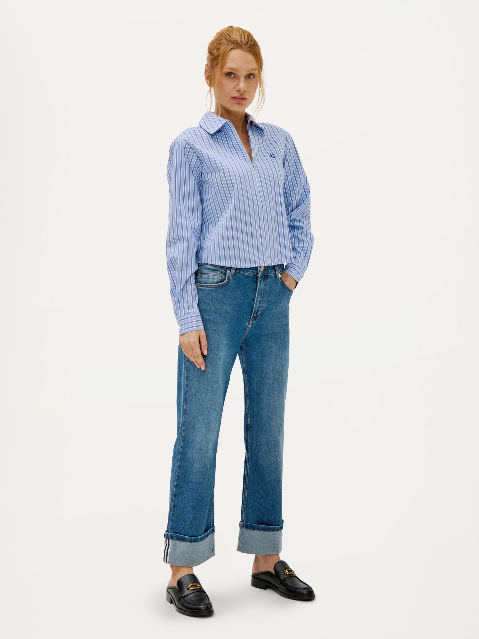 Bodine Blouse | Light Blue stripe