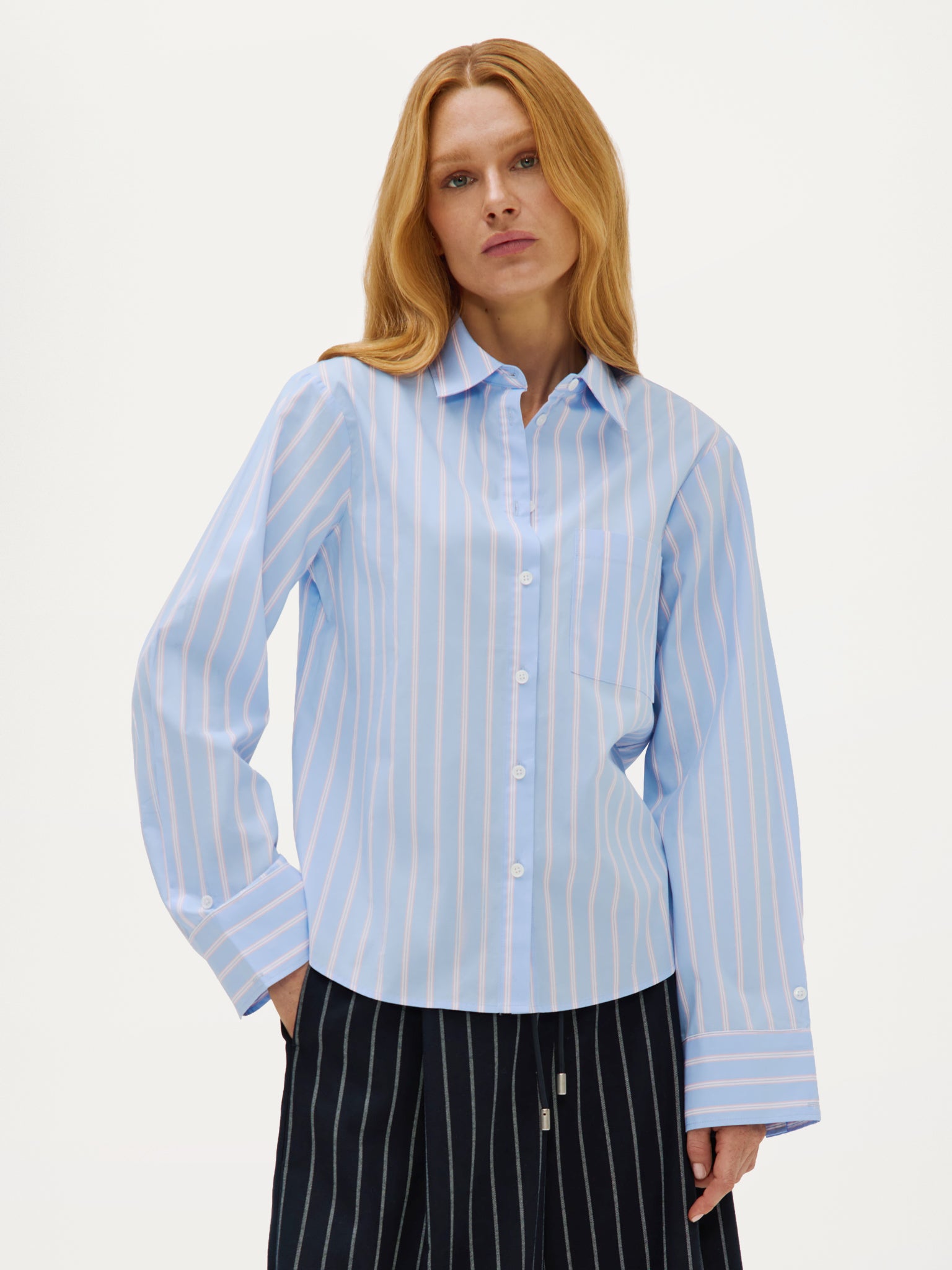 Leon Blouse | Light Blue stripe
