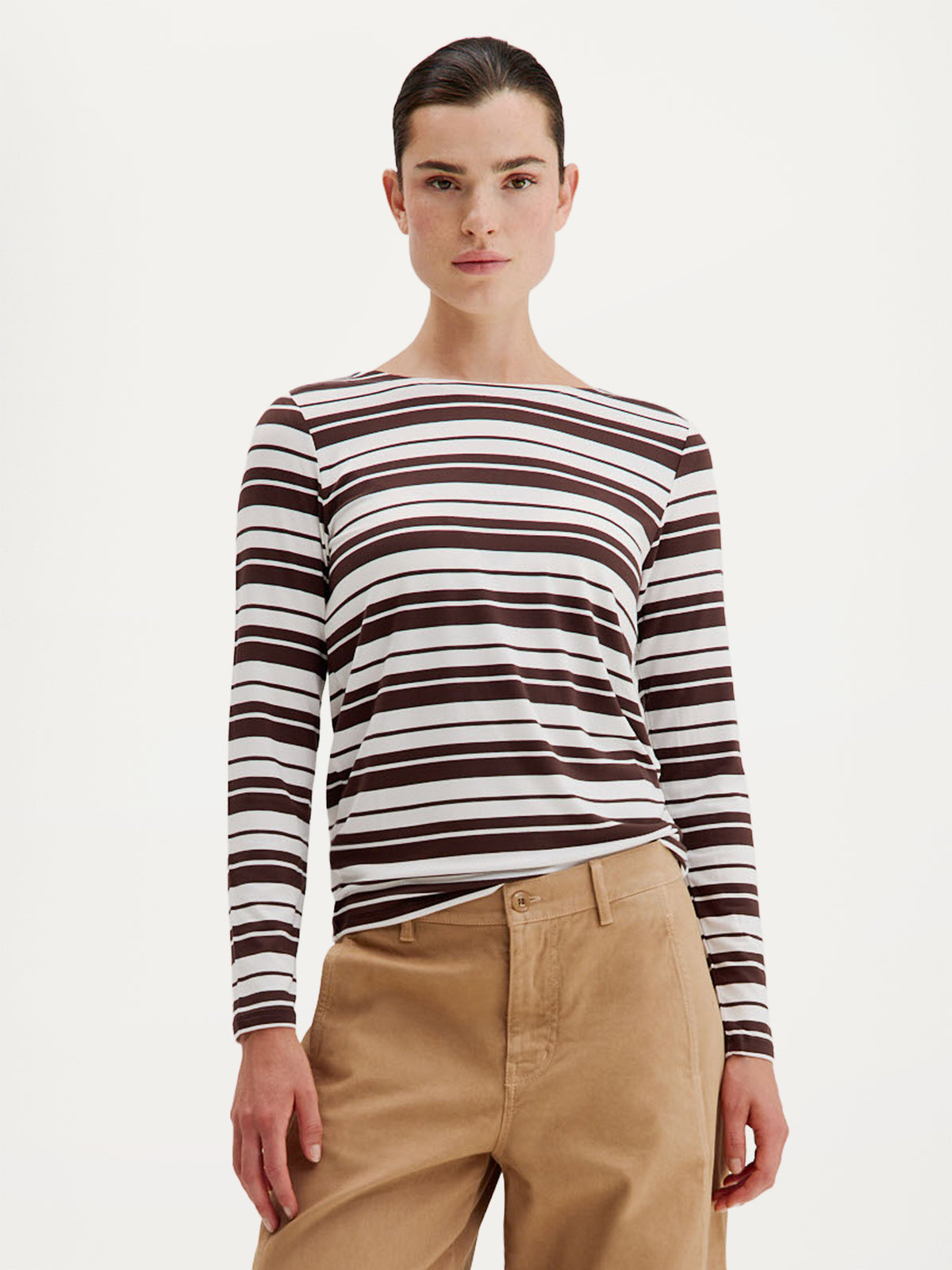 Aline T-Shirt | Brown stripe