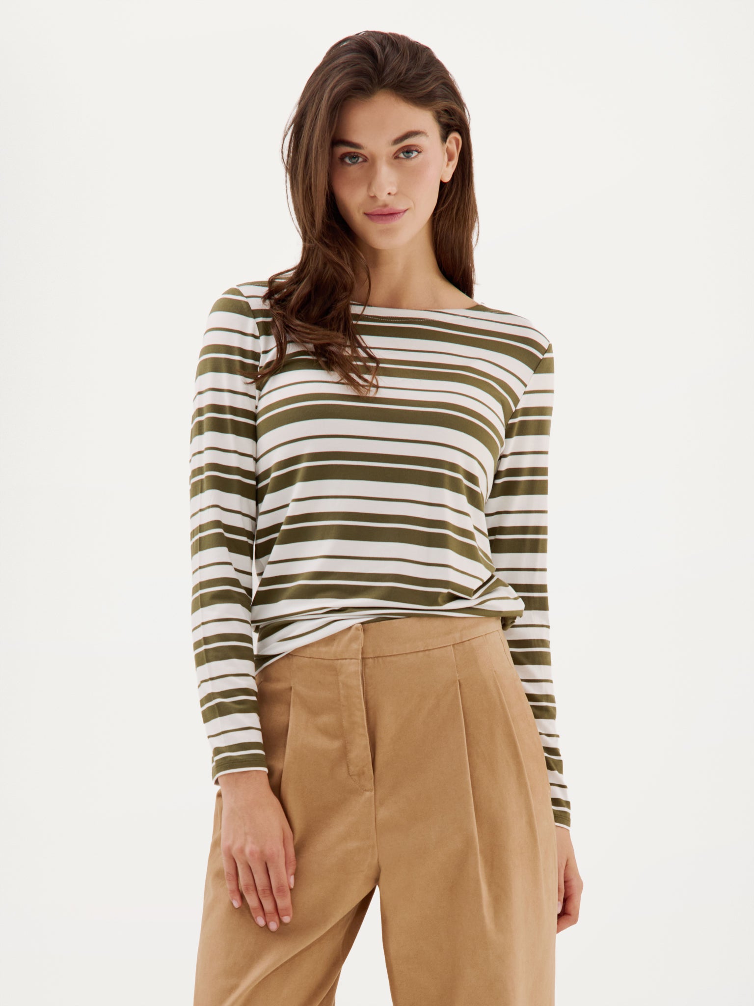 Aline T-Shirt | Moss Green Stripe