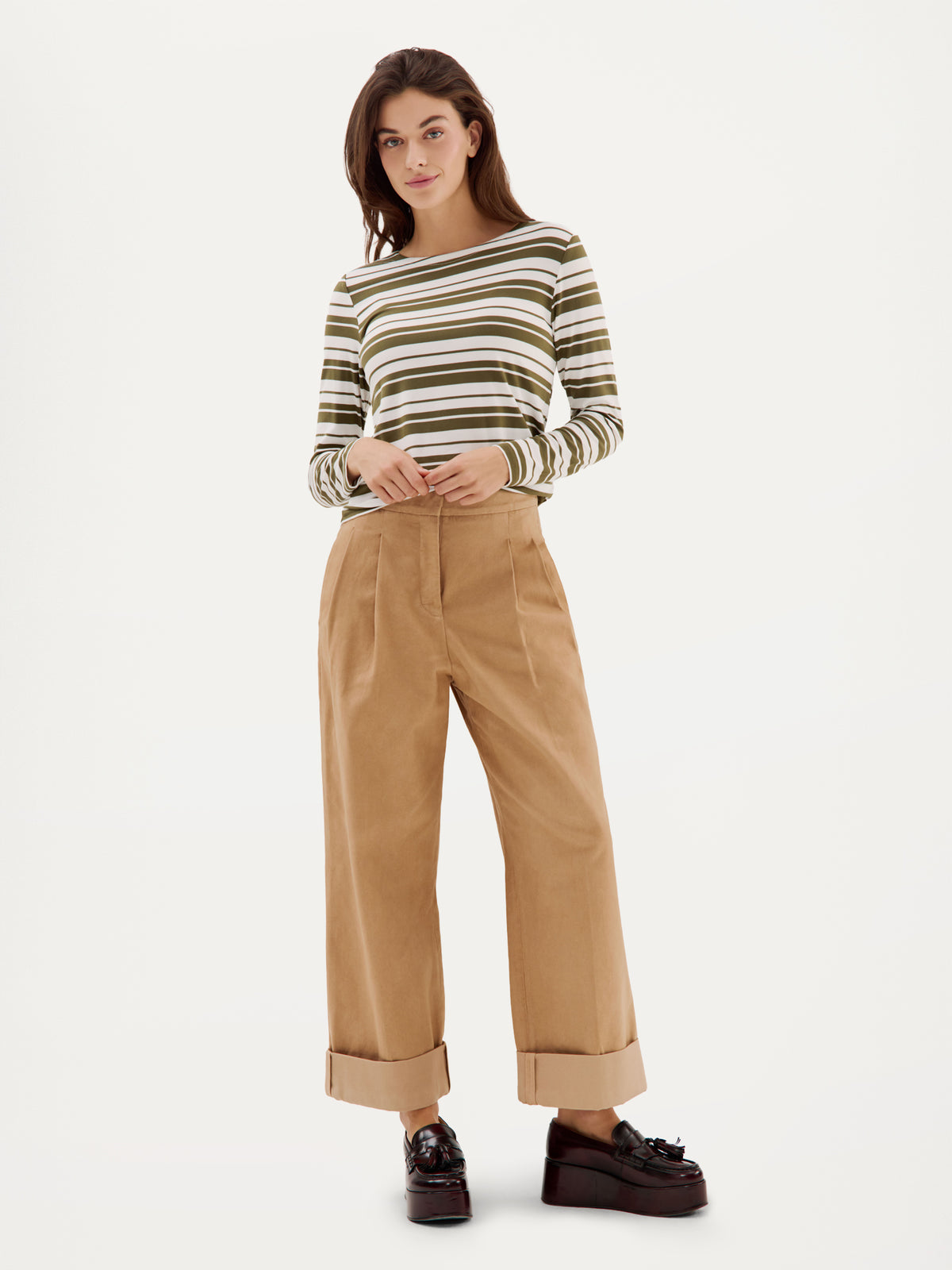 Aline T-Shirt | Moss Green Stripe
