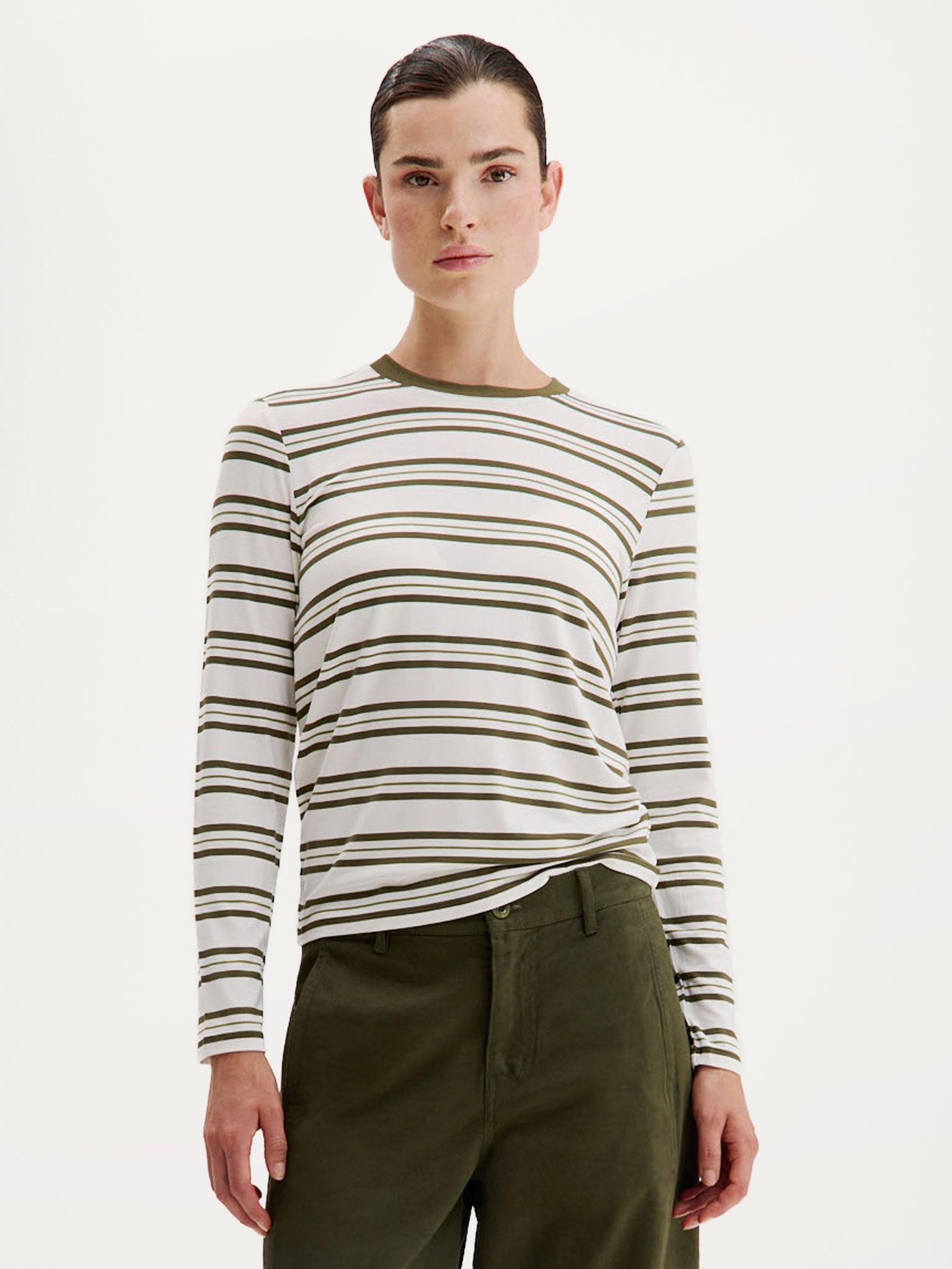Cosimo T-Shirt | Moss Green Stripe