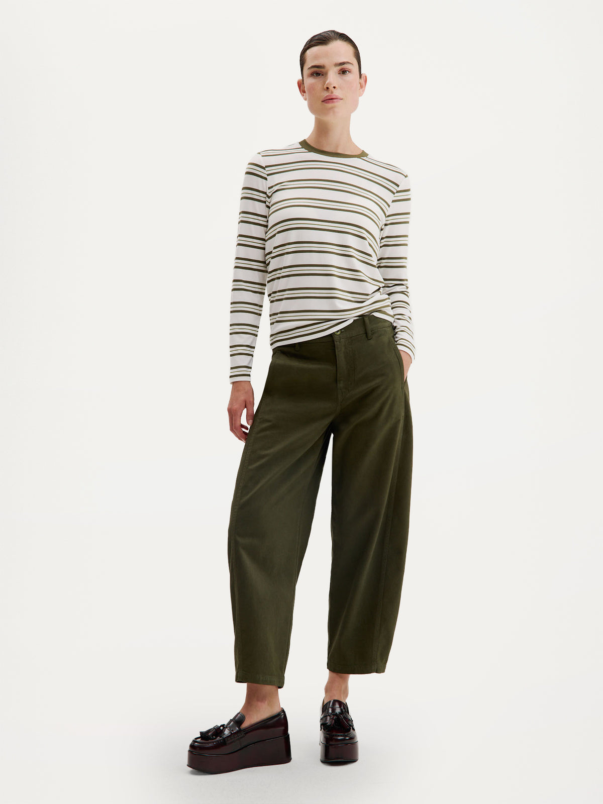 Cosimo T-Shirt | Moss Green Stripe