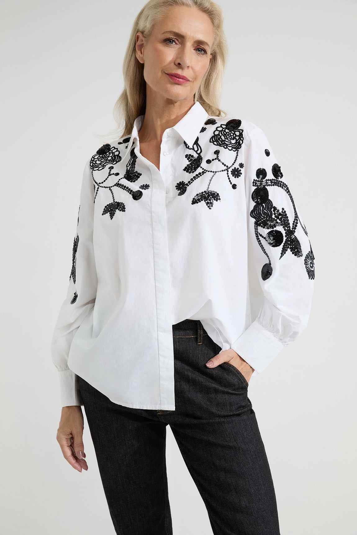 Faith Blouse Paillet | White