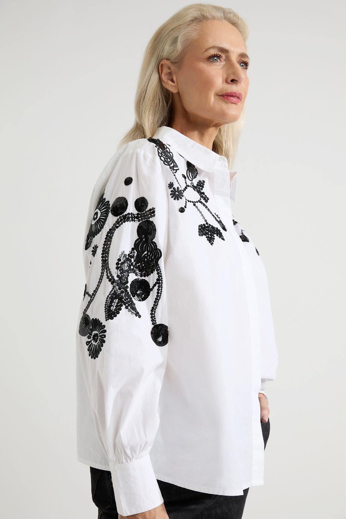 Faith Blouse Paillet | White