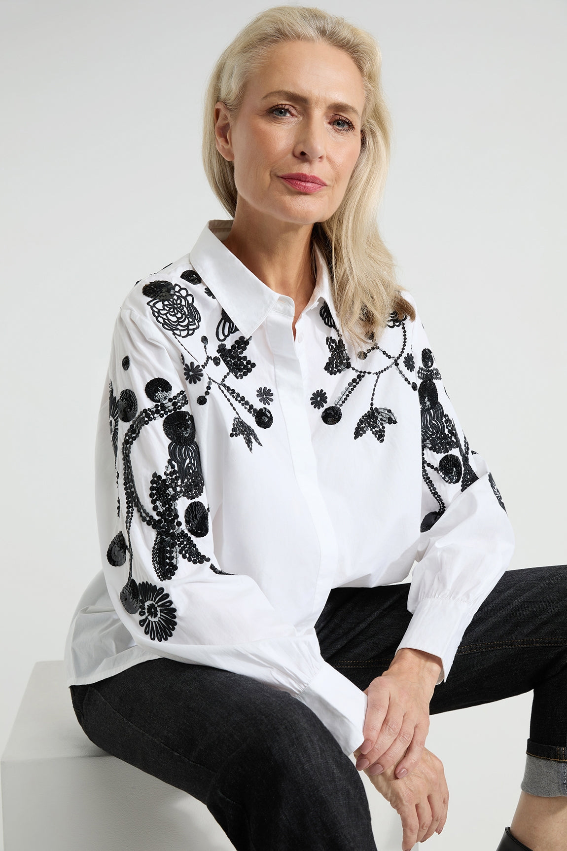 Faith Blouse Paillet | White